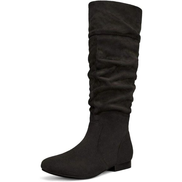 ✨ Dream Pairs Boots Women Black Faux Leather Knee High Pull On Fall Weather Boot - Picture 1 of 4